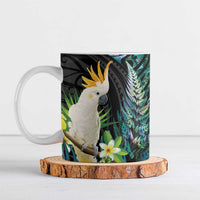 Sulphur-crested Cockatoo New Zealand Ceramic Mug Paua Shell Aotearoa Maori Tropical Flowers - Polynesian Pride