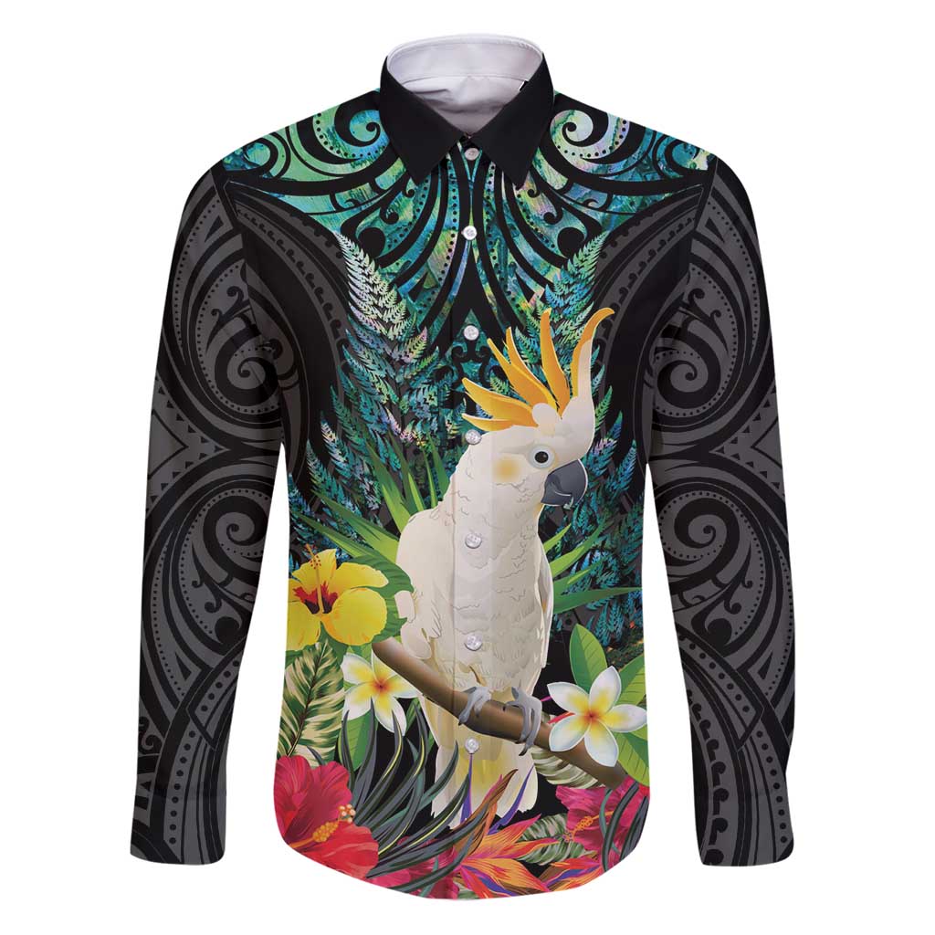 Sulphur-crested Cockatoo New Zealand Family Matching Puletasi and Hawaiian Shirt Paua Shell Aotearoa Maori Tropical Flowers - Polynesian Pride