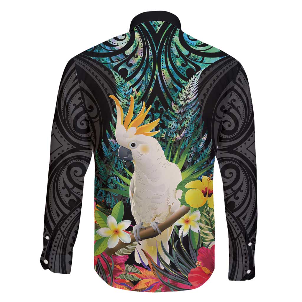 Sulphur-crested Cockatoo New Zealand Family Matching Puletasi and Hawaiian Shirt Paua Shell Aotearoa Maori Tropical Flowers - Polynesian Pride