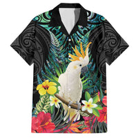Sulphur-crested Cockatoo New Zealand Family Matching Tank Maxi Dress and Hawaiian Shirt Paua Shell Aotearoa Maori Tropical Flowers - Polynesian Pride