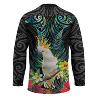 Sulphur-crested Cockatoo New Zealand Hockey Jersey Paua Shell Aotearoa Maori Tropical Flowers - Polynesian Pride