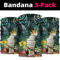 Sulphur-crested Cockatoo New Zealand Neck Gaiter Paua Shell Aotearoa Maori Tropical Flowers - Polynesian Pride