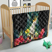 Sulphur-crested Cockatoo New Zealand Quilt Paua Shell Aotearoa Maori Tropical Flowers - Polynesian Pride