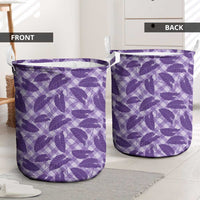 Purple Hawaii Kalo Palaka Motifs Laundry Basket Hawaiian Taro Leaves Elegant Vibes - Polynesian Pride