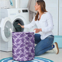 Purple Hawaii Kalo Palaka Motifs Laundry Basket Hawaiian Taro Leaves Elegant Vibes - Polynesian Pride