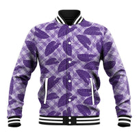 Purple Hawaii Kalo Palaka Motifs Baseball Jacket Hawaiian Taro Leaves Elegant Vibes - Polynesian Pride