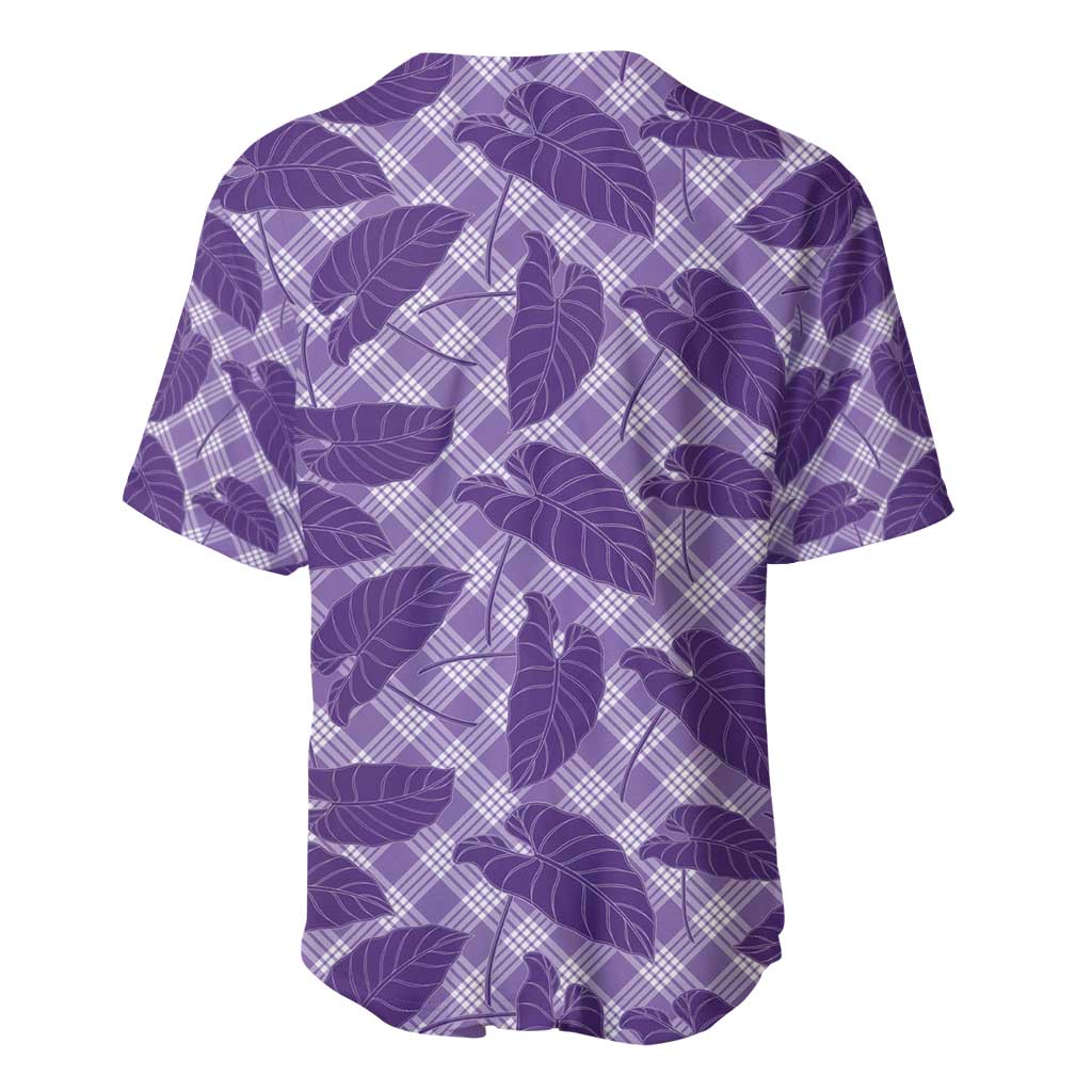 Purple Hawaii Kalo Palaka Motifs Baseball Jersey Hawaiian Taro Leaves Elegant Vibes - Polynesian Pride