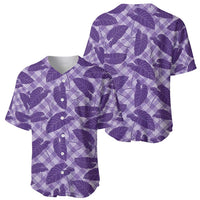 Purple Hawaii Kalo Palaka Motifs Baseball Jersey Hawaiian Taro Leaves Elegant Vibes - Polynesian Pride