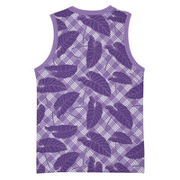 Purple Hawaii Kalo Palaka Motifs Basketball Jersey Hawaiian Taro Leaves Elegant Vibes - Polynesian Pride