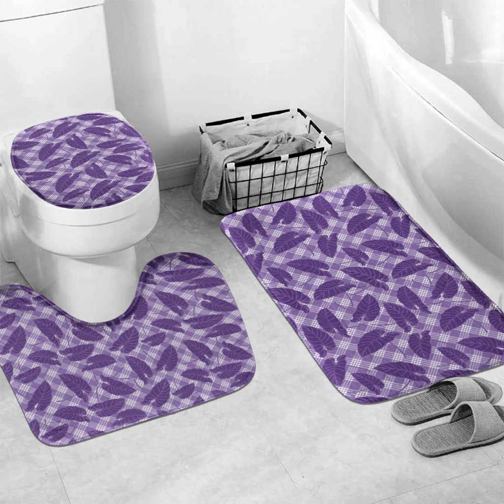 Purple Hawaii Kalo Palaka Motifs Bathroom Set Hawaiian Taro Leaves Elegant Vibes - Polynesian Pride