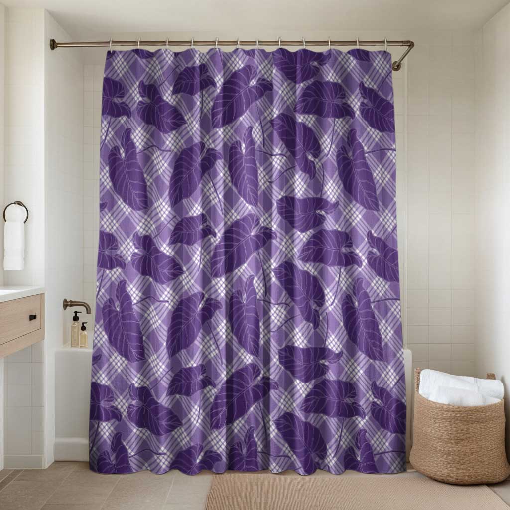 Purple Hawaii Kalo Palaka Motifs Bathroom Set Hawaiian Taro Leaves Elegant Vibes - Polynesian Pride
