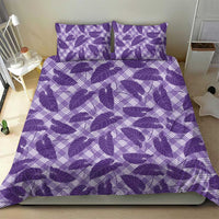 Purple Hawaii Kalo Palaka Motifs Bedding Set Hawaiian Taro Leaves Elegant Vibes - Polynesian Pride