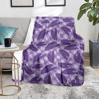 Purple Hawaii Kalo Palaka Motifs Blanket Hawaiian Taro Leaves Elegant Vibes - Polynesian Pride