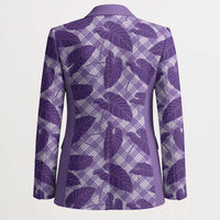 Purple Hawaii Kalo Palaka Motifs Blazer Hawaiian Taro Leaves Elegant Vibes - Polynesian Pride