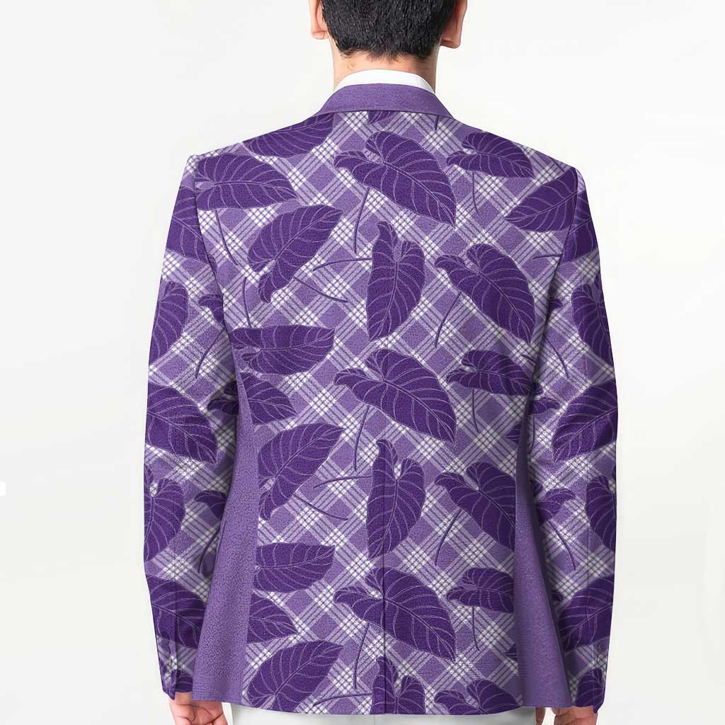 Purple Hawaii Kalo Palaka Motifs Blazer Hawaiian Taro Leaves Elegant Vibes - Polynesian Pride
