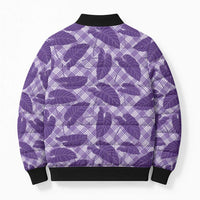 Purple Hawaii Kalo Palaka Motifs Bomber Puffer Jacket Hawaiian Taro Leaves Elegant Vibes - Polynesian Pride