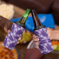 Purple Hawaii Kalo Palaka Motifs 4 in 1 Can Cooler Tumbler Hawaiian Taro Leaves Elegant Vibes - Polynesian Pride