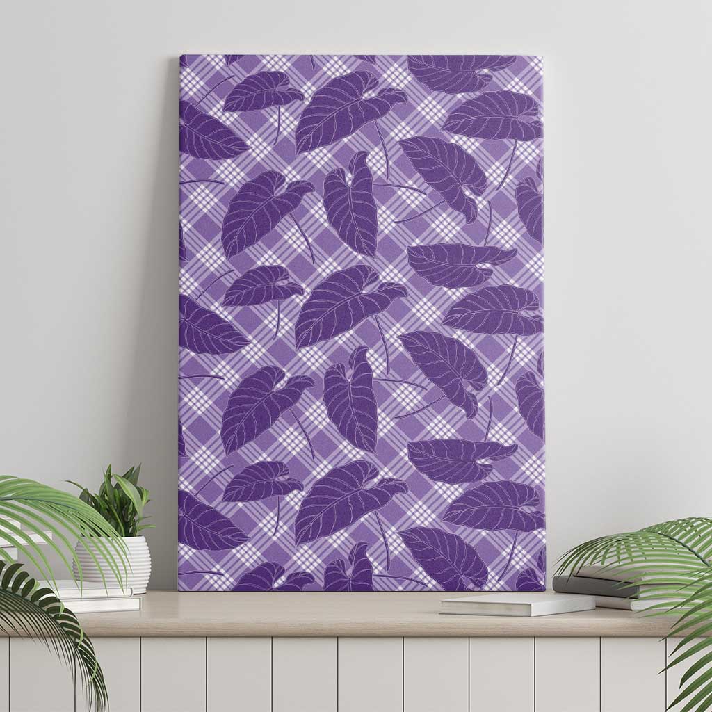 Purple Hawaii Kalo Palaka Motifs Canvas Wall Art Hawaiian Taro Leaves Elegant Vibes - Polynesian Pride