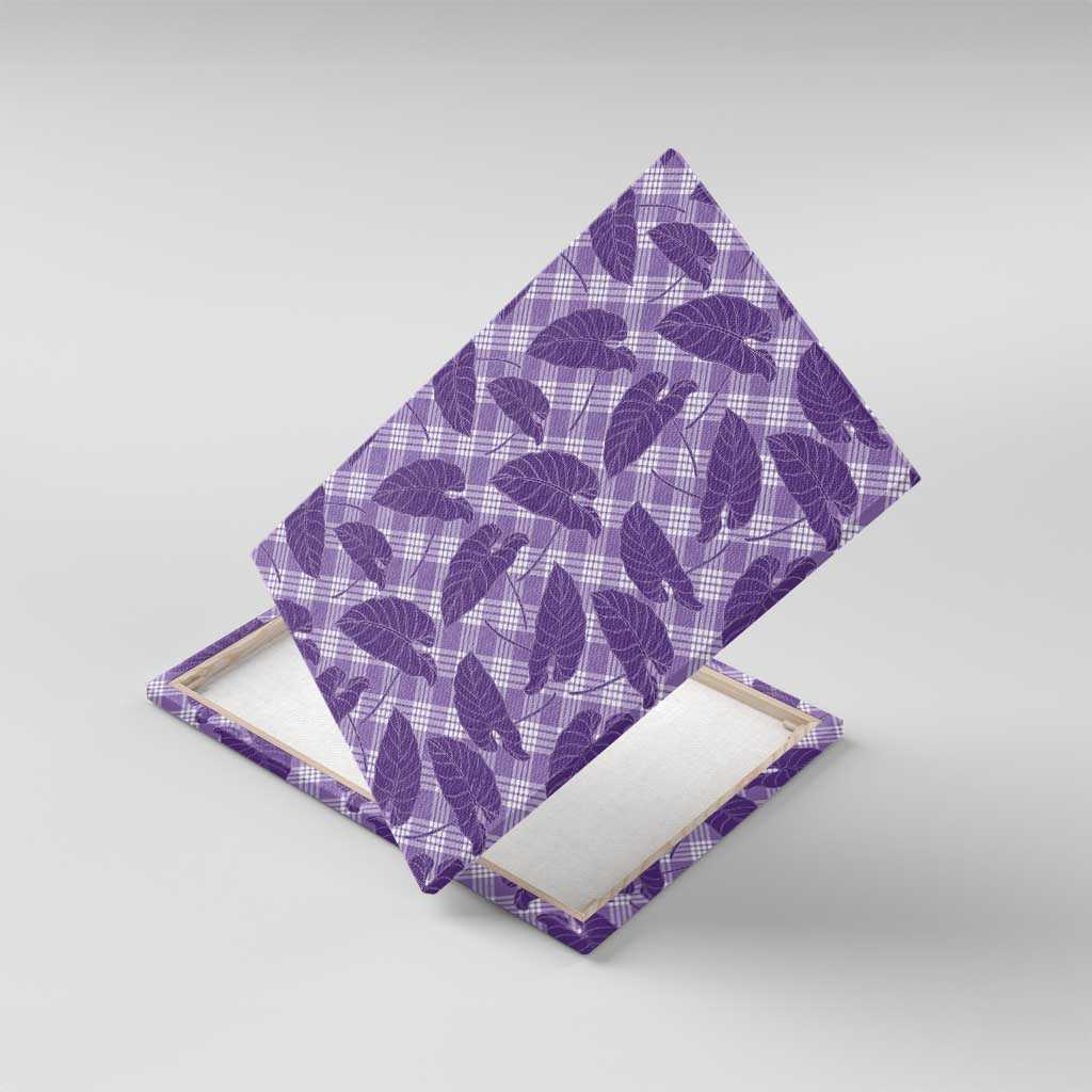 Purple Hawaii Kalo Palaka Motifs Canvas Wall Art Hawaiian Taro Leaves Elegant Vibes - Polynesian Pride
