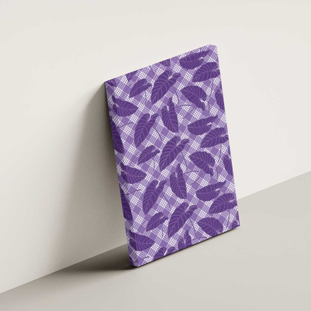 Purple Hawaii Kalo Palaka Motifs Canvas Wall Art Hawaiian Taro Leaves Elegant Vibes - Polynesian Pride