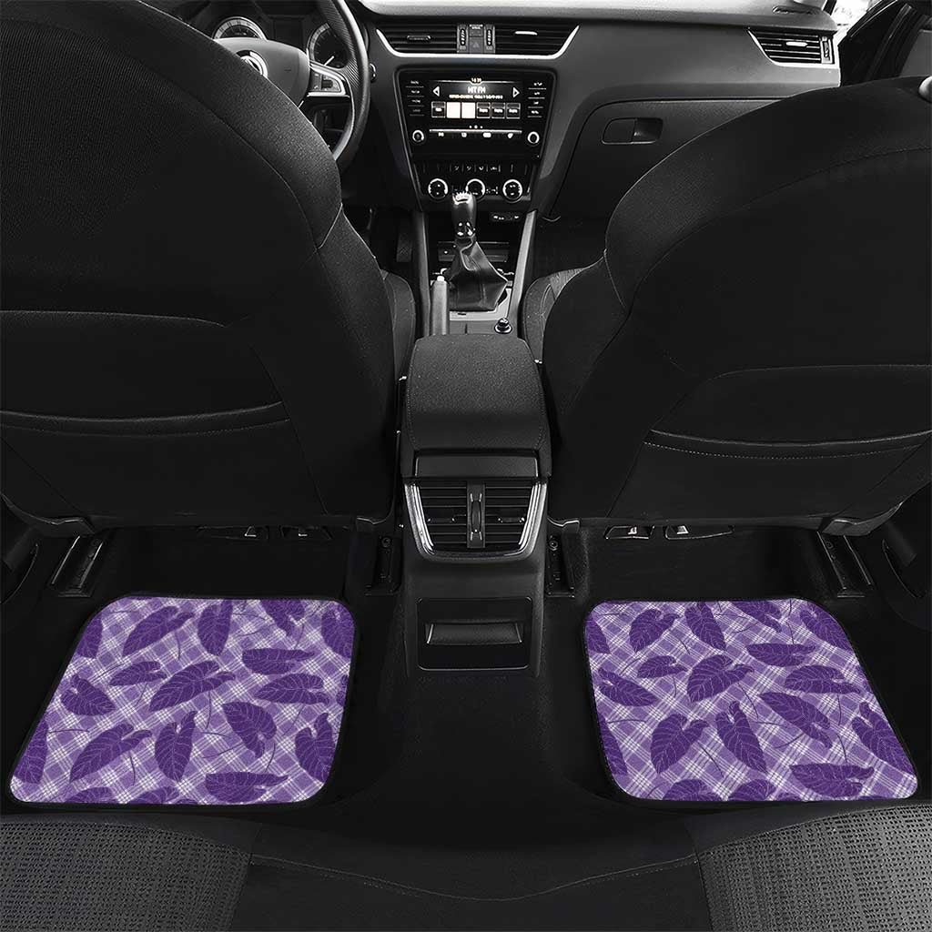 Purple Hawaii Kalo Palaka Motifs Car Mats Hawaiian Taro Leaves Elegant Vibes - Polynesian Pride