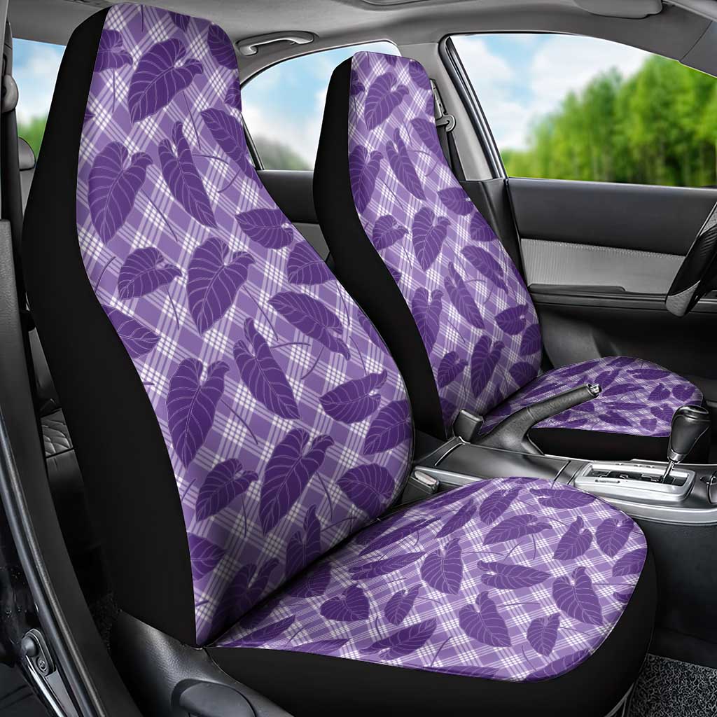 Purple Hawaii Kalo Palaka Motifs Car Seat Cover Hawaiian Taro Leaves Elegant Vibes - Polynesian Pride