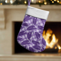 Purple Hawaii Kalo Palaka Motifs Christmas Stocking Hawaiian Taro Leaves Elegant Vibes - Polynesian Pride