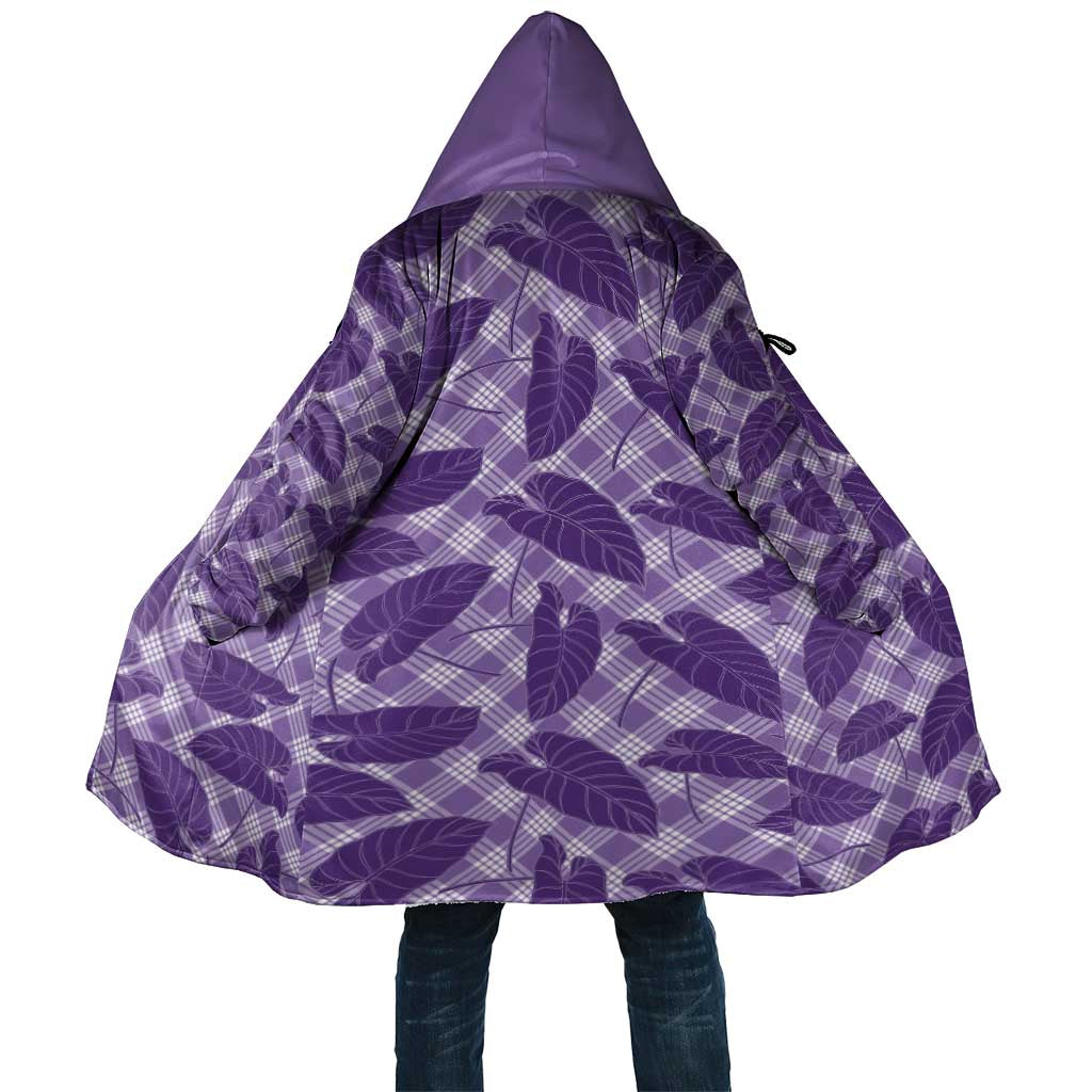 Purple Hawaii Kalo Palaka Motifs Cloak Hawaiian Taro Leaves Elegant Vibes - Polynesian Pride
