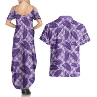Purple Hawaii Kalo Palaka Motifs Couples Matching Summer Maxi Dress and Hawaiian Shirt Hawaiian Taro Leaves Elegant Vibes - Polynesian Pride