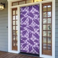 Purple Hawaii Kalo Palaka Motifs Door Cover Hawaiian Taro Leaves Elegant Vibes - Polynesian Pride
