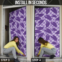Purple Hawaii Kalo Palaka Motifs Door Cover Hawaiian Taro Leaves Elegant Vibes - Polynesian Pride