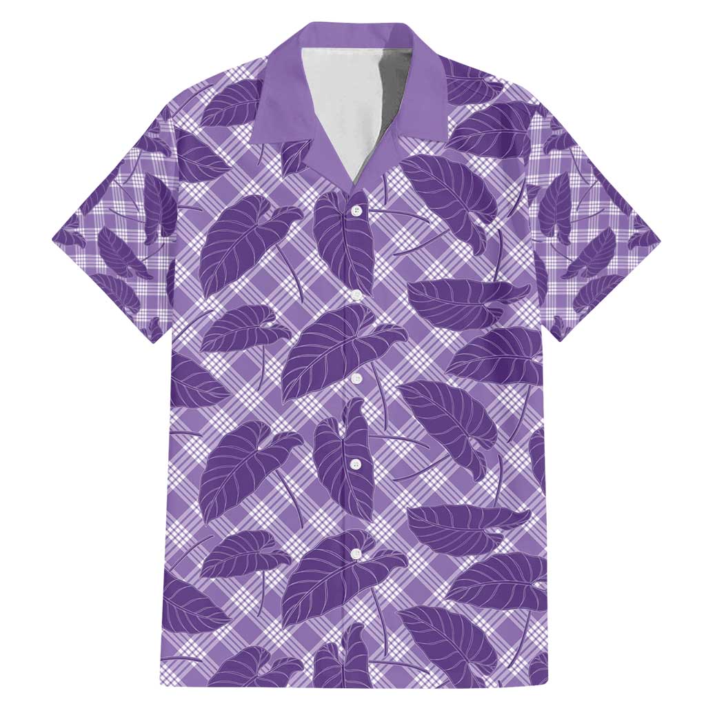 Purple Hawaii Kalo Palaka Motifs Family Matching Mermaid Dress and Hawaiian Shirt Hawaiian Taro Leaves Elegant Vibes - Polynesian Pride