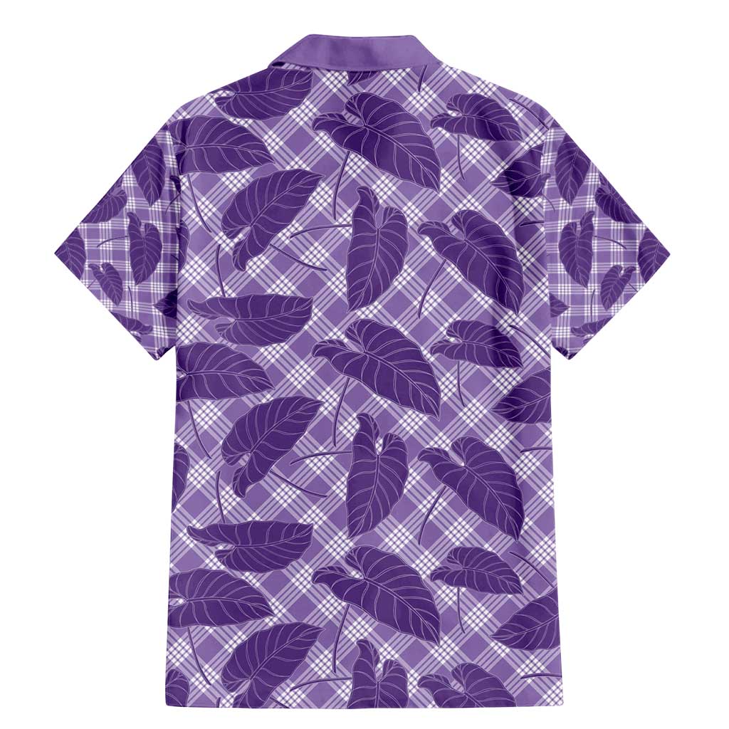 Purple Hawaii Kalo Palaka Motifs Family Matching Mermaid Dress and Hawaiian Shirt Hawaiian Taro Leaves Elegant Vibes - Polynesian Pride
