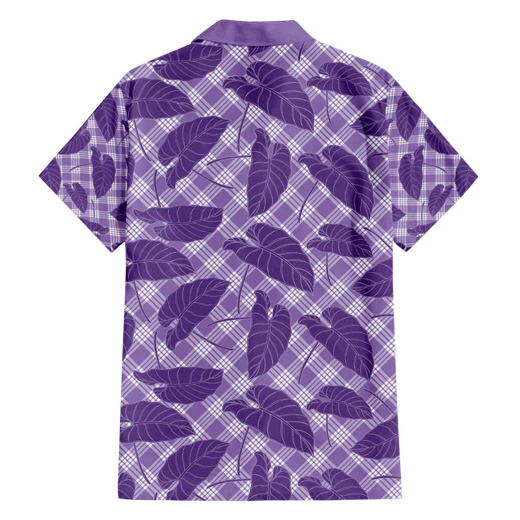 Purple Hawaii Kalo Palaka Motifs Family Matching Off Shoulder Maxi Dress and Hawaiian Shirt Hawaiian Taro Leaves Elegant Vibes - Polynesian Pride