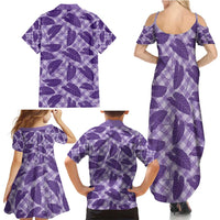 Purple Hawaii Kalo Palaka Motifs Family Matching Summer Maxi Dress and Hawaiian Shirt Hawaiian Taro Leaves Elegant Vibes - Polynesian Pride