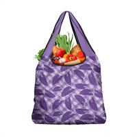 Purple Hawaii Kalo Palaka Motifs Grocery Bag Hawaiian Taro Leaves Elegant Vibes - Polynesian Pride