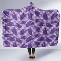 Purple Hawaii Kalo Palaka Motifs Hooded Blanket Hawaiian Taro Leaves Elegant Vibes - Polynesian Pride