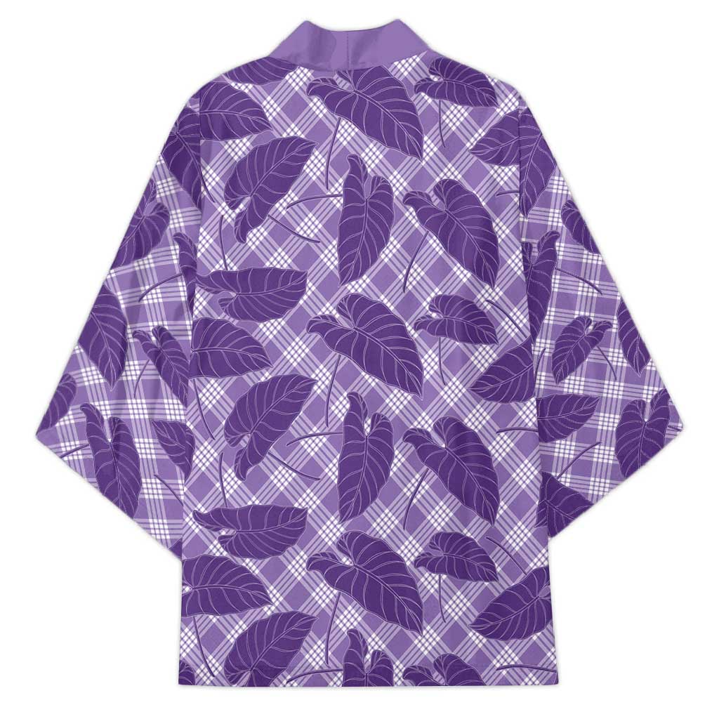 Purple Hawaii Kalo Palaka Motifs Kimono Hawaiian Taro Leaves Elegant Vibes - Polynesian Pride