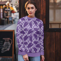 Purple Hawaii Kalo Palaka Motifs Ugly Christmas Sweater Hawaiian Taro Leaves Elegant Vibes - Polynesian Pride