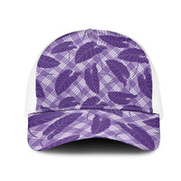 Purple Hawaii Kalo Palaka Motifs Mesh Trucker Cap Hawaiian Taro Leaves Elegant Vibes LT14 One Size White Purple - Polynesian Pride