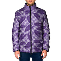 Purple Hawaii Kalo Palaka Motifs Padded Jacket Hawaiian Taro Leaves Elegant Vibes - Polynesian Pride