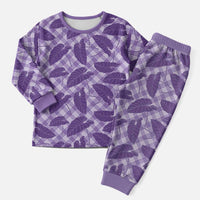 Purple Hawaii Kalo Palaka Motifs Christmas Pajama Set Hawaiian Taro Leaves Elegant Vibes - Polynesian Pride