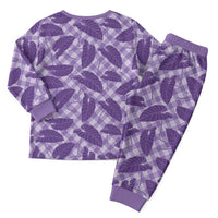 Purple Hawaii Kalo Palaka Motifs Christmas Pajama Set Hawaiian Taro Leaves Elegant Vibes - Polynesian Pride