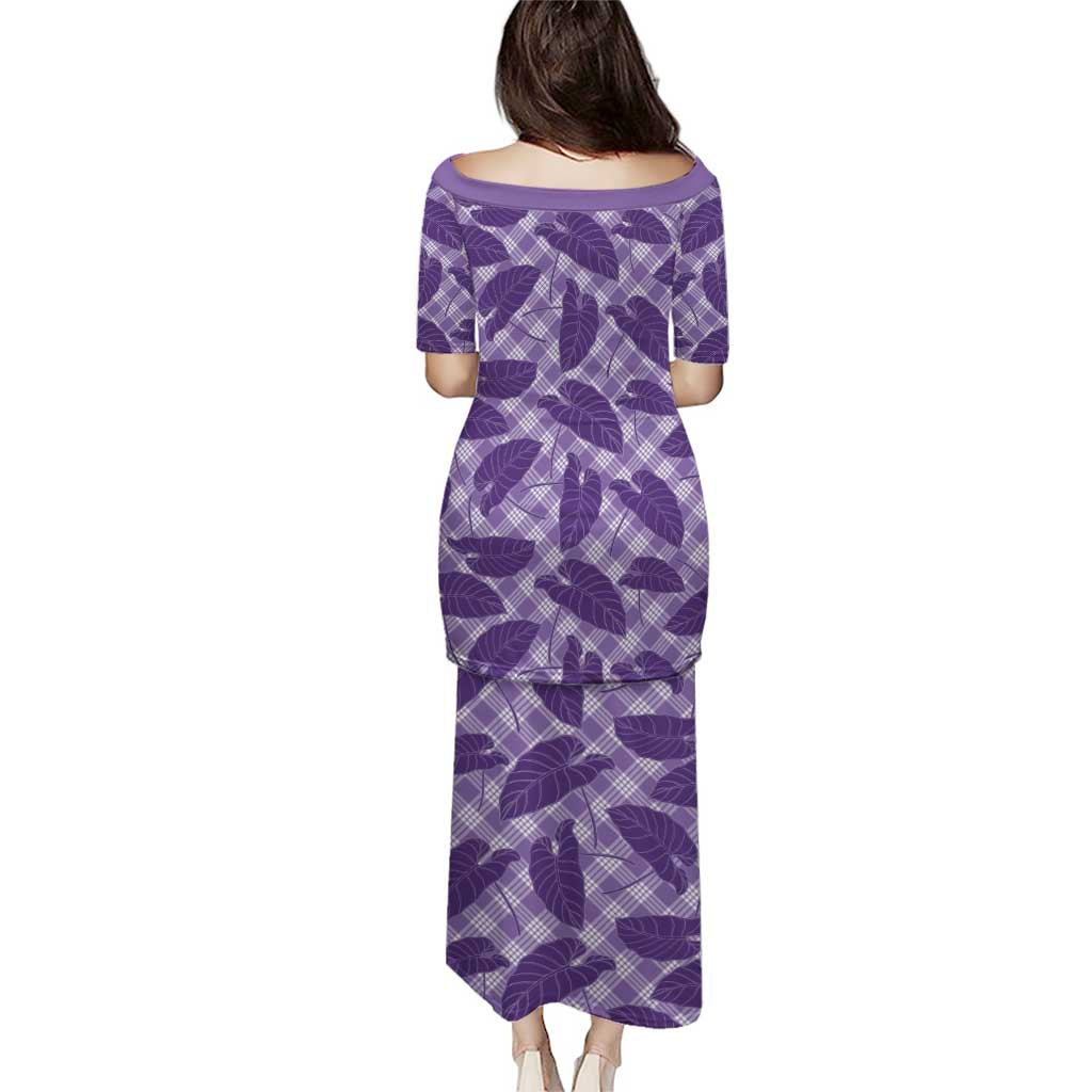 Purple Hawaii Kalo Palaka Motifs Puletasi Hawaiian Taro Leaves Elegant Vibes - Polynesian Pride