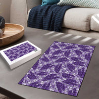 Purple Hawaii Kalo Palaka Motifs Puzzle Hawaiian Taro Leaves Elegant Vibes - Polynesian Pride