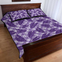 Purple Hawaii Kalo Palaka Motifs Quilt Bed Set Hawaiian Taro Leaves Elegant Vibes - Polynesian Pride