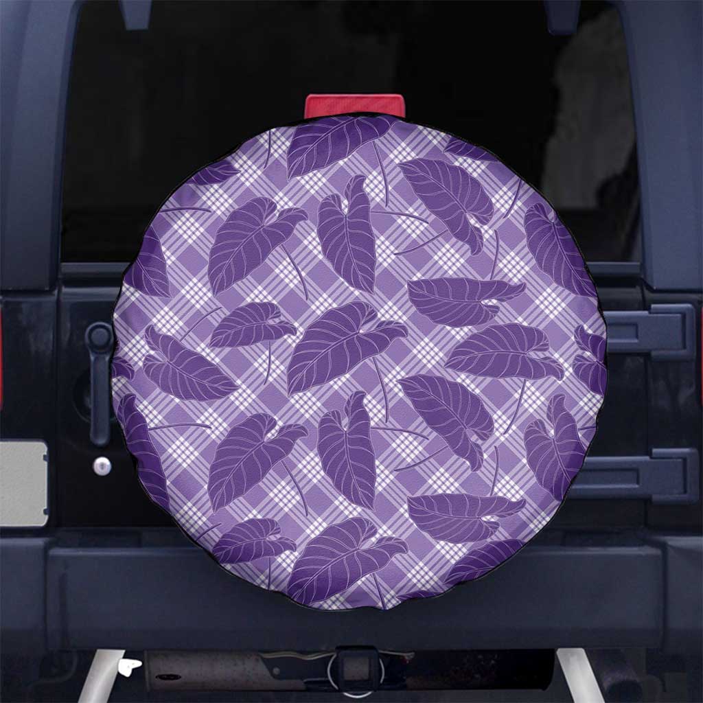 Purple Hawaii Kalo Palaka Motifs Spare Tire Cover Hawaiian Taro Leaves Elegant Vibes - Polynesian Pride