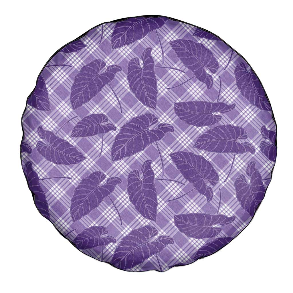 Purple Hawaii Kalo Palaka Motifs Spare Tire Cover Hawaiian Taro Leaves Elegant Vibes - Polynesian Pride