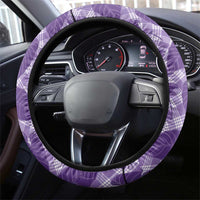 Purple Hawaii Kalo Palaka Motifs Steering Wheel Cover Hawaiian Taro Leaves Elegant Vibes - Polynesian Pride