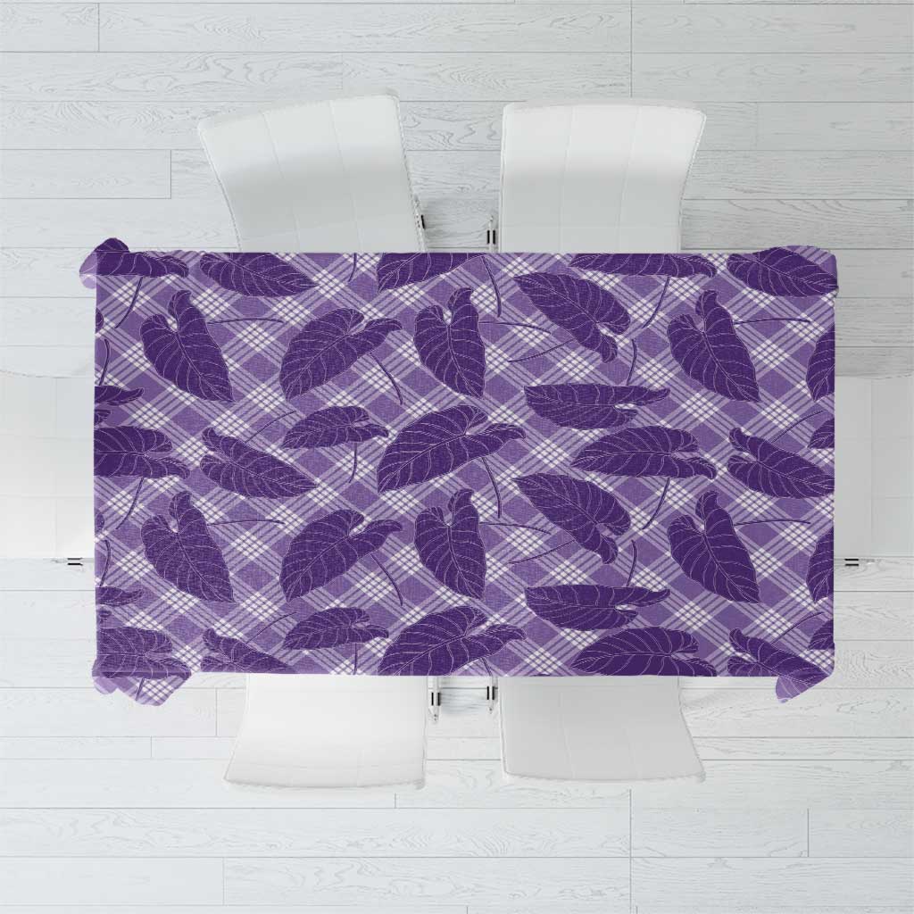 Purple Hawaii Kalo Palaka Motifs Tablecloth Hawaiian Taro Leaves Elegant Vibes - Polynesian Pride